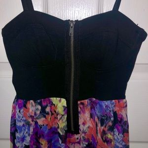 Black Floral High-Low Dress